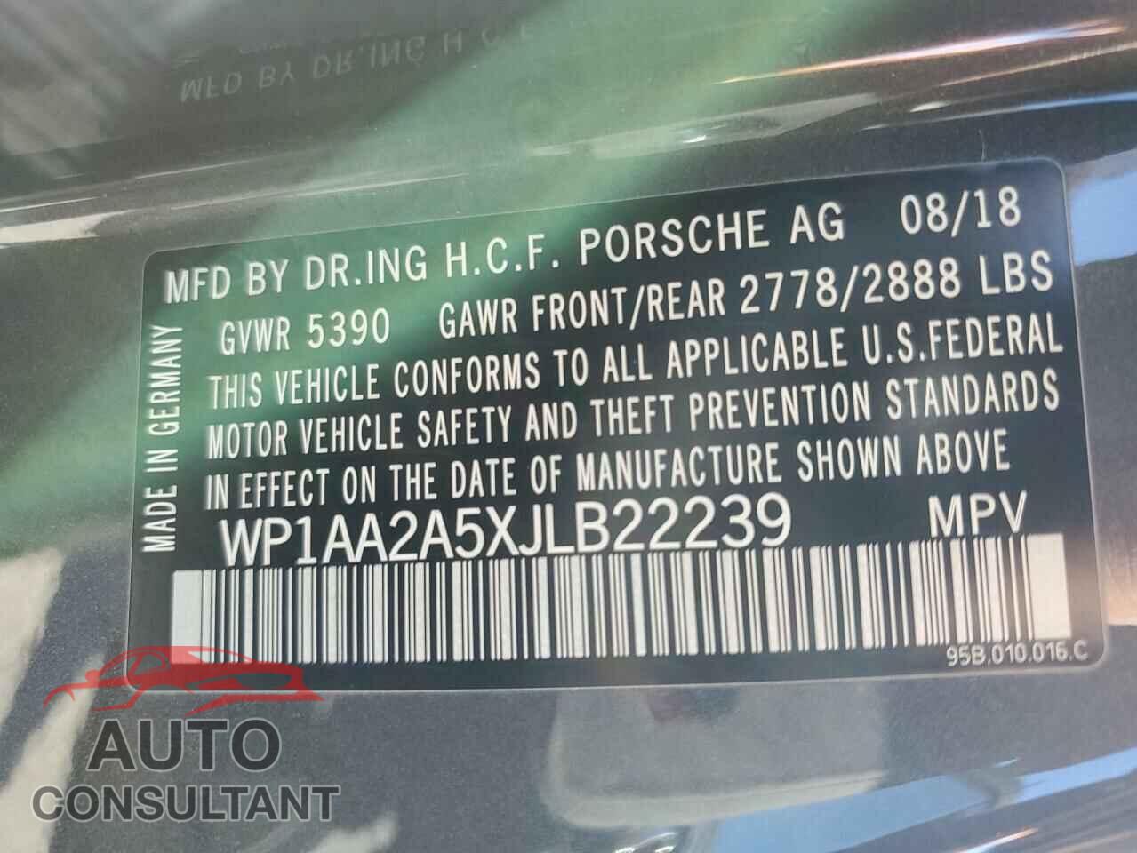 PORSCHE MACAN 2018 - WP1AA2A5XJLB22239