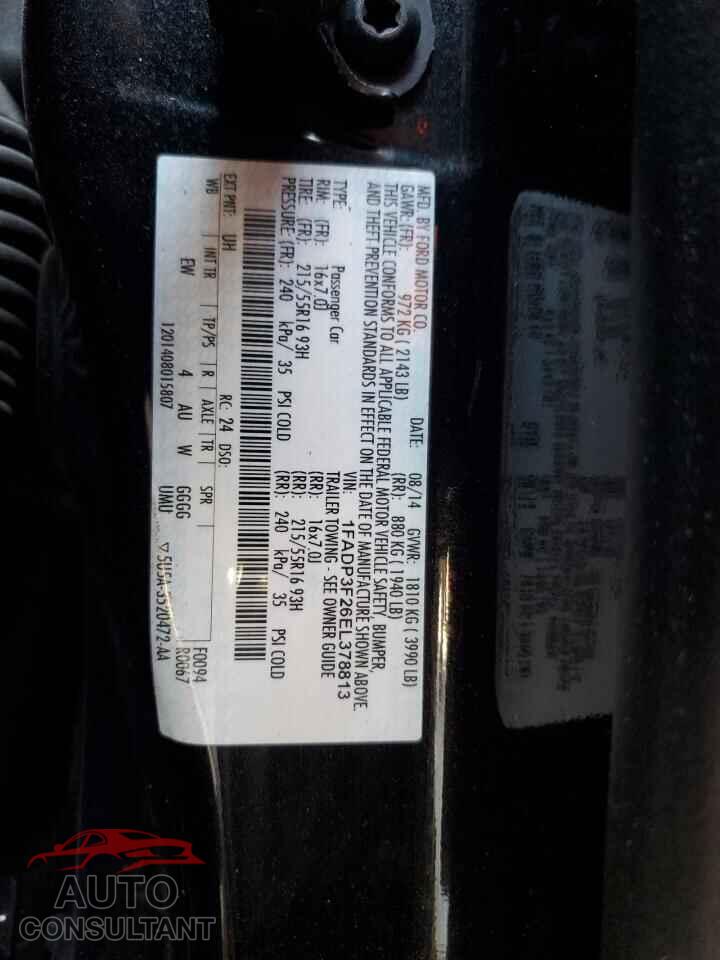 FORD FOCUS 2014 - 1FADP3F26EL378813