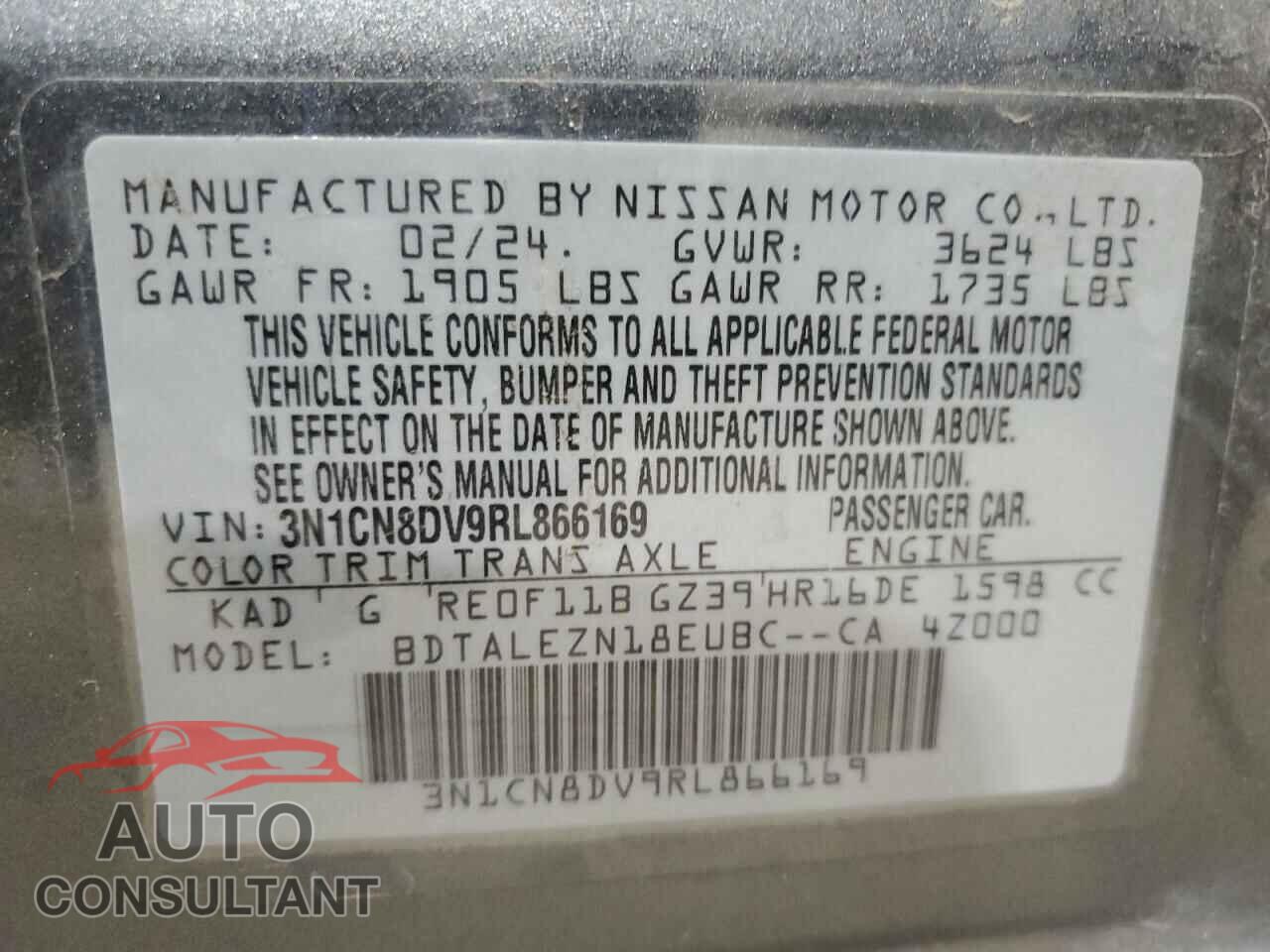 NISSAN VERSA 2024 - 3N1CN8DV9RL866169