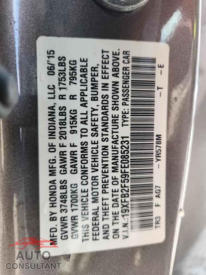 HONDA CIVIC 2015 - 19XFB2F59FE085231