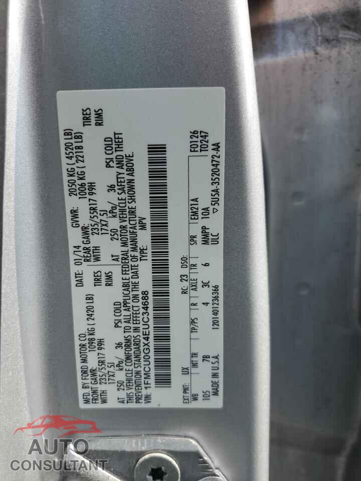 FORD ESCAPE 2014 - 1FMCU0GX4EUC34688