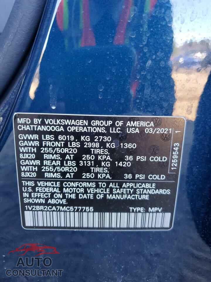 VOLKSWAGEN ATLAS 2021 - 1V2BR2CA7MC577755