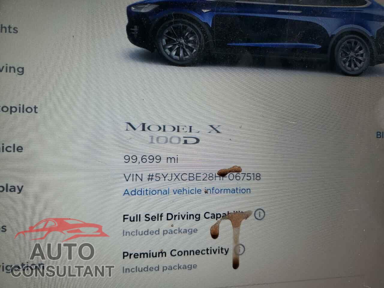 TESLA MODEL X 2017 - 5YJXCBE28HF067518