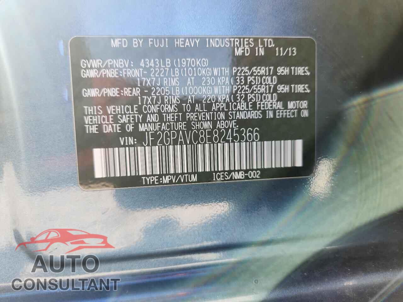 SUBARU XV 2014 - JF2GPAVC8E8245366