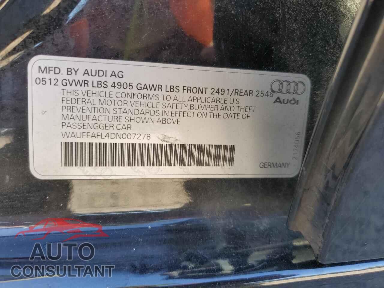 AUDI A4 2013 - WAUFFAFL4DN007278