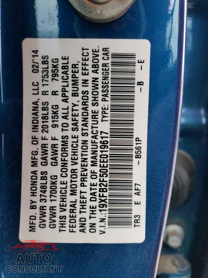 HONDA CIVIC 2014 - 19XFB2F50EE019617
