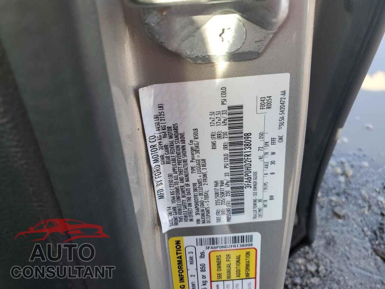 FORD FUSION 2015 - 3FA6P0HD2FR138098
