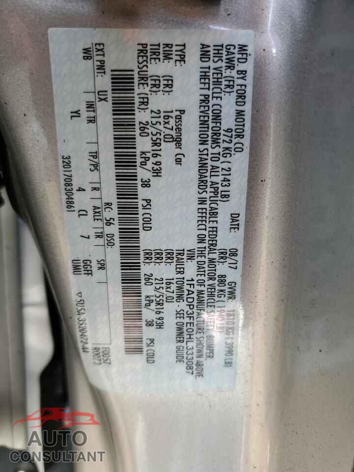 FORD FOCUS 2017 - 1FADP3FE0HL333087