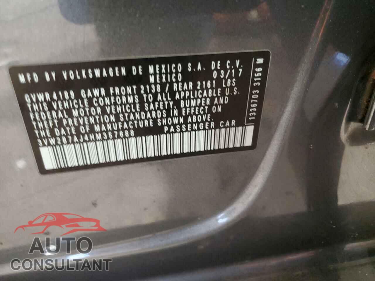 VOLKSWAGEN JETTA 2017 - 3VW2B7AJ4HM357688