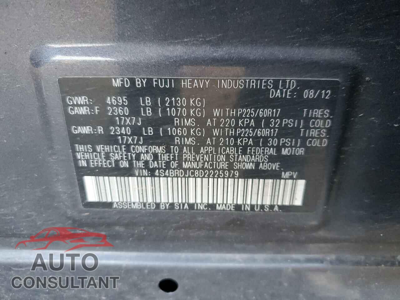 SUBARU OUTBACK 2013 - 4S4BRDJC8D2225979