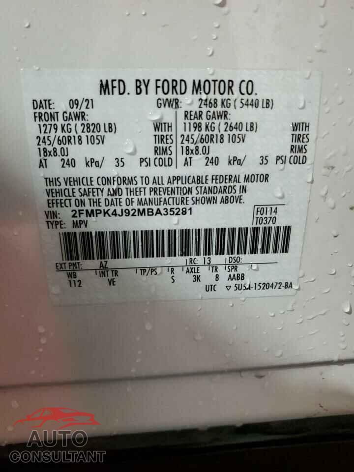 FORD EDGE 2021 - 2FMPK4J92MBA35281