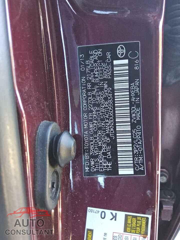 TOYOTA PRIUS 2013 - JTDKN3DU6D5583479