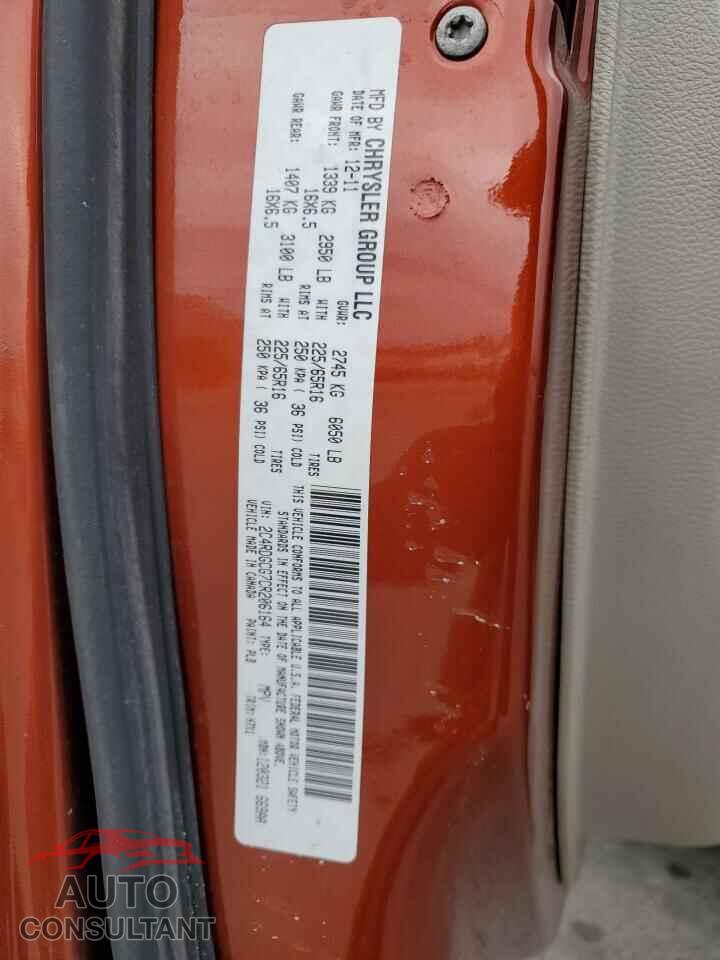 DODGE CARAVAN 2012 - 2C4RDGCG7CR206164