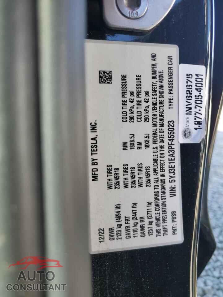 TESLA MODEL 3 2023 - 5YJ3E1EA3PF455023