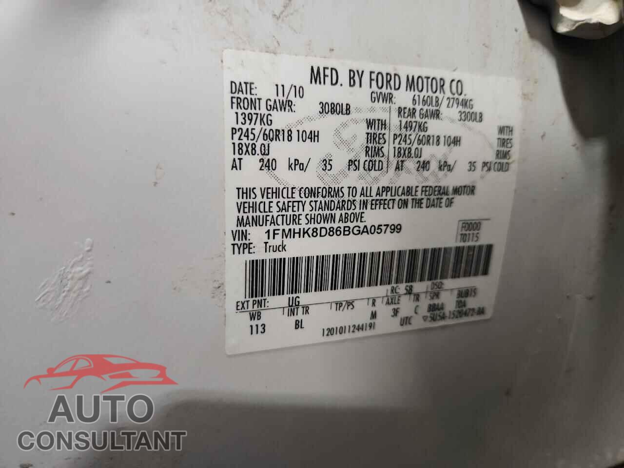 FORD EXPLORER 2011 - 1FMHK8D86BGA05799