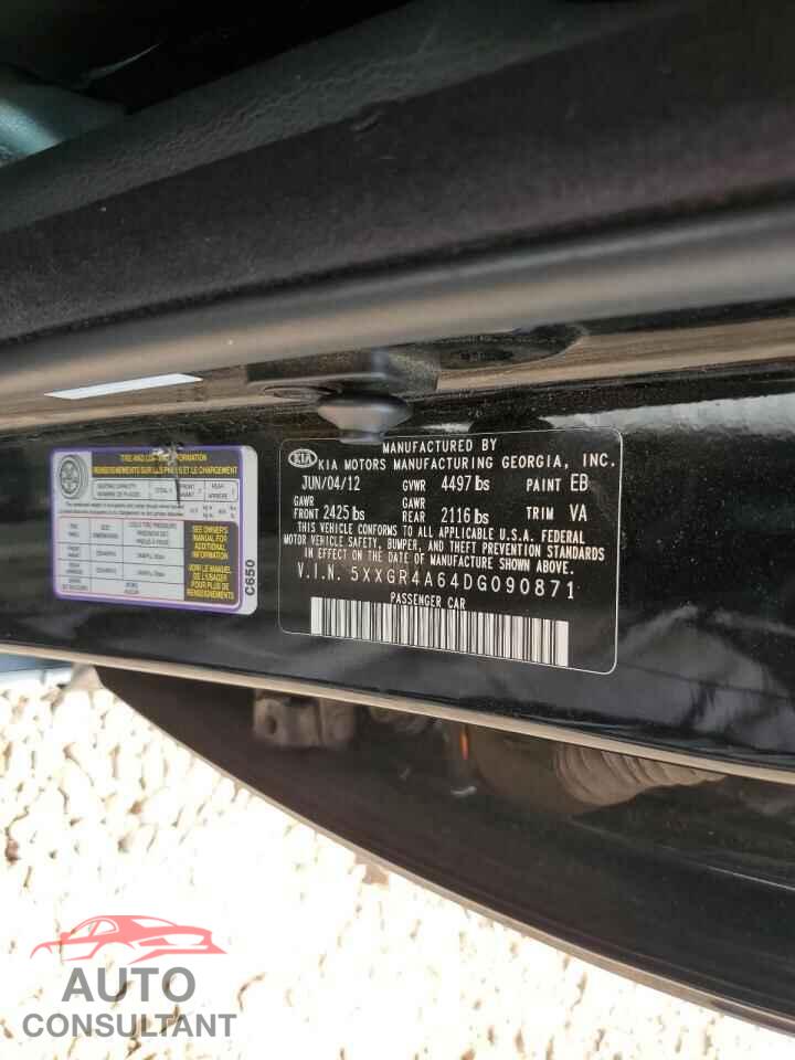KIA OPTIMA 2013 - 5XXGR4A64DG090871