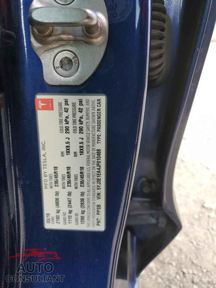 TESLA MODEL 3 2018 - 5YJ3E1EA4JF010488