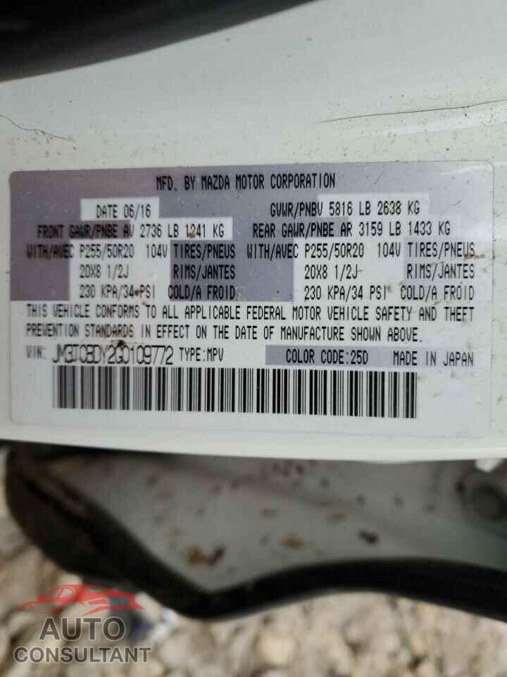 MAZDA CX-9 2016 - JM3TCBDY2G0109772