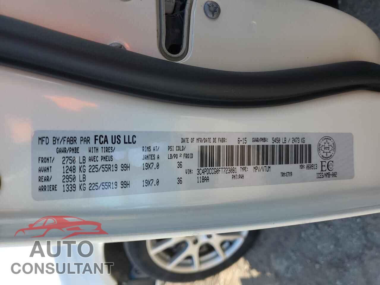 DODGE JOURNEY 2015 - 3C4PDCCG0FT723081