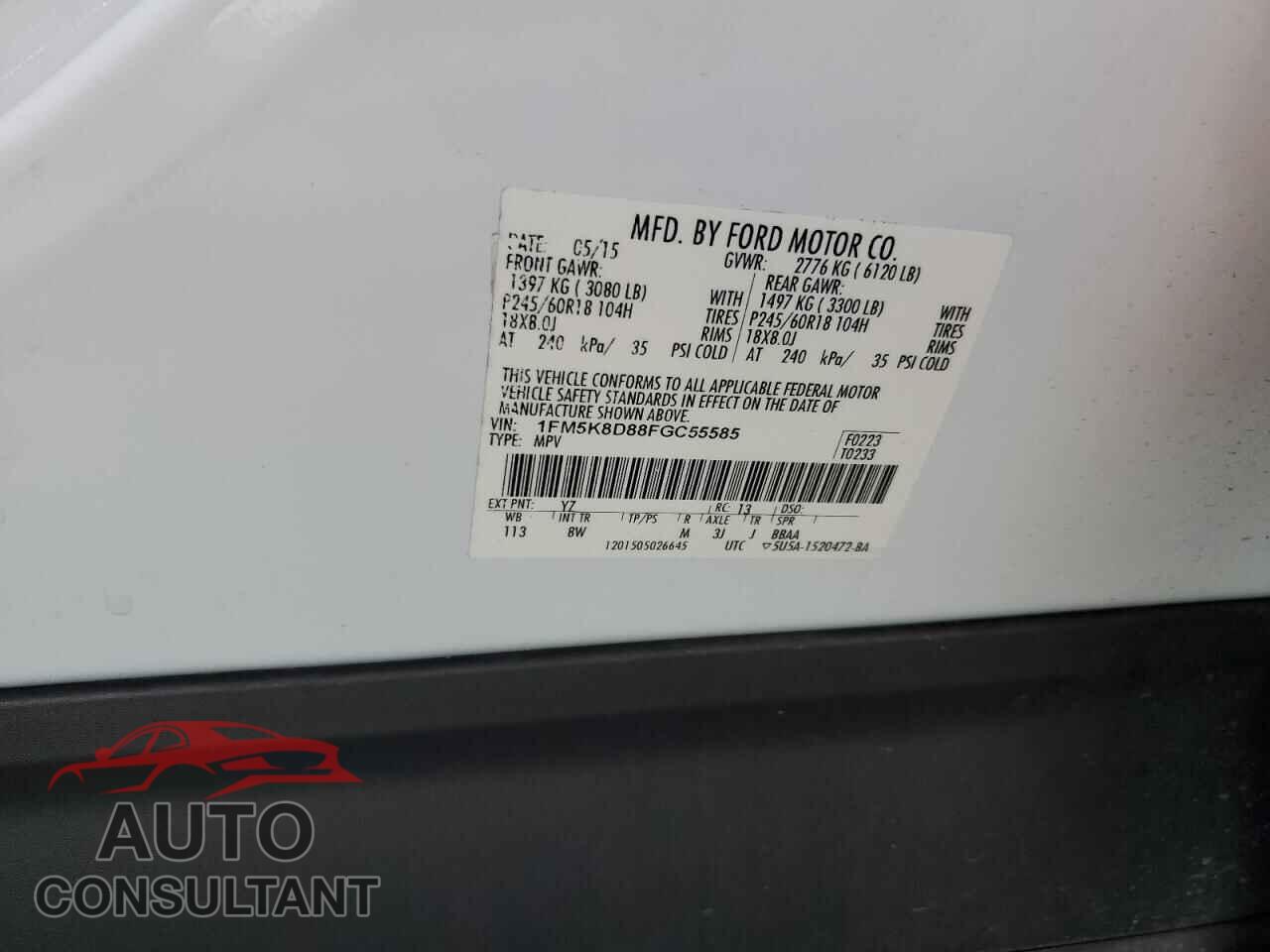 FORD EXPLORER 2015 - 1FM5K8D88FGC55585