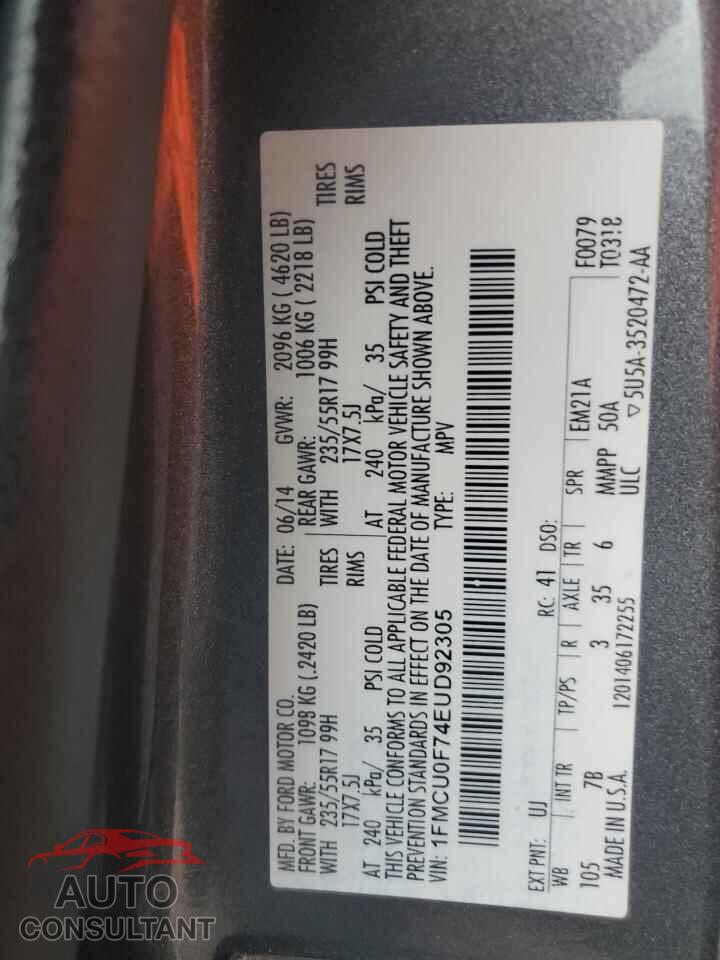 FORD ESCAPE 2014 - 1FMCU0F74EUD92305
