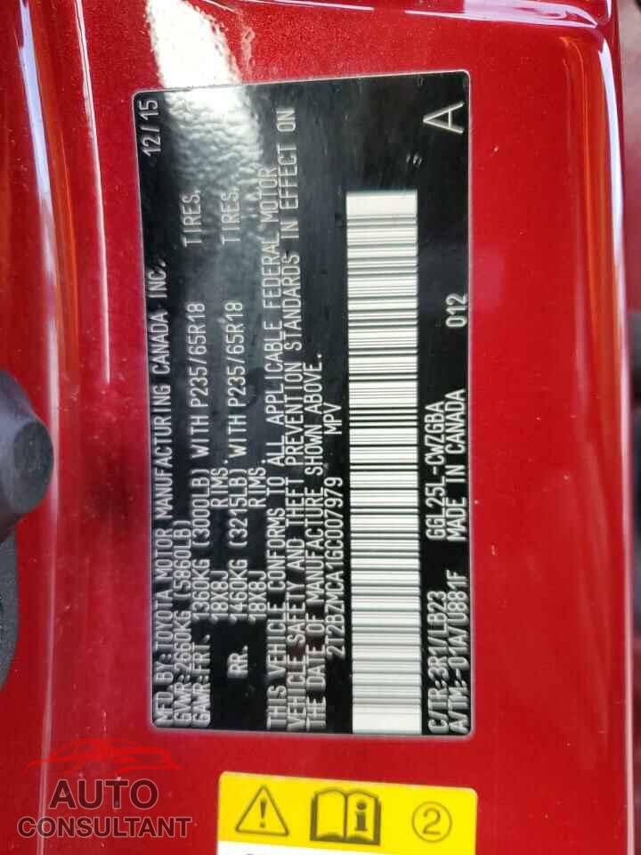 LEXUS RX350 2016 - 2T2BZMCA1GC007979