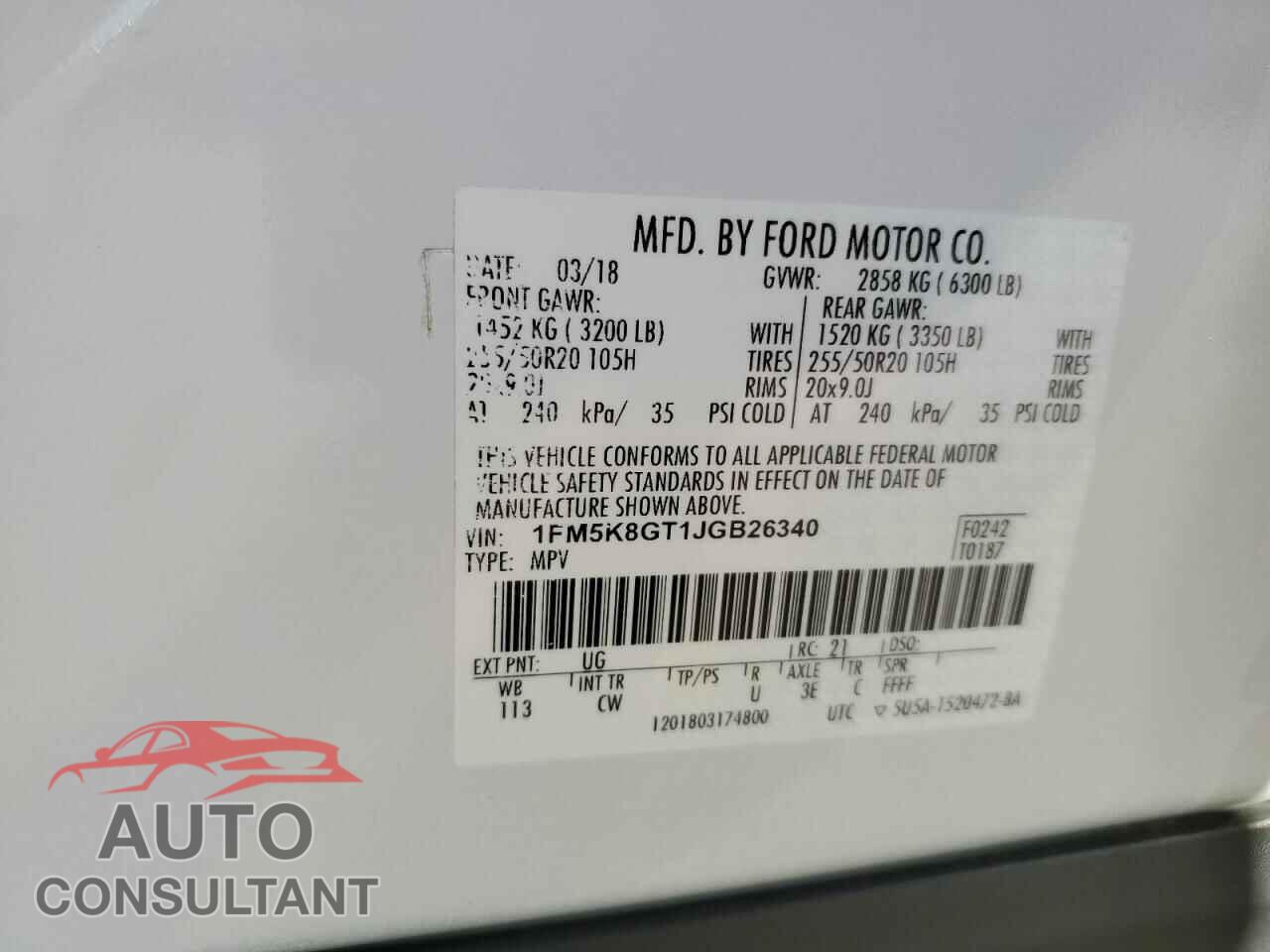 FORD EXPLORER 2018 - 1FM5K8GT1JGB26340