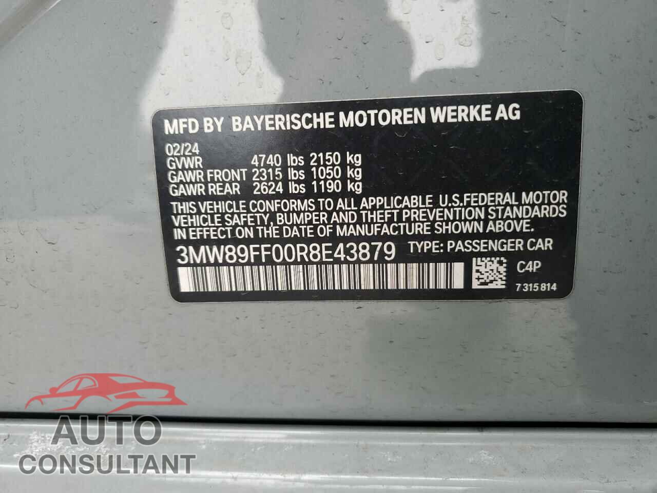 BMW 3 SERIES 2024 - 3MW89FF00R8E43879