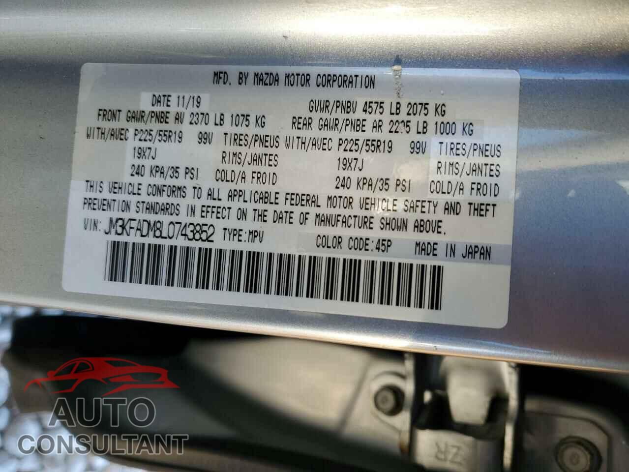 MAZDA CX-5 2020 - JM3KFADM8L0743852