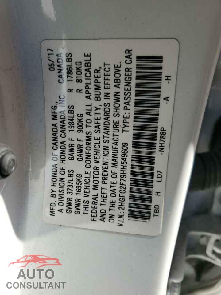 HONDA CIVIC 2017 - 2HGFC2F79HH549609