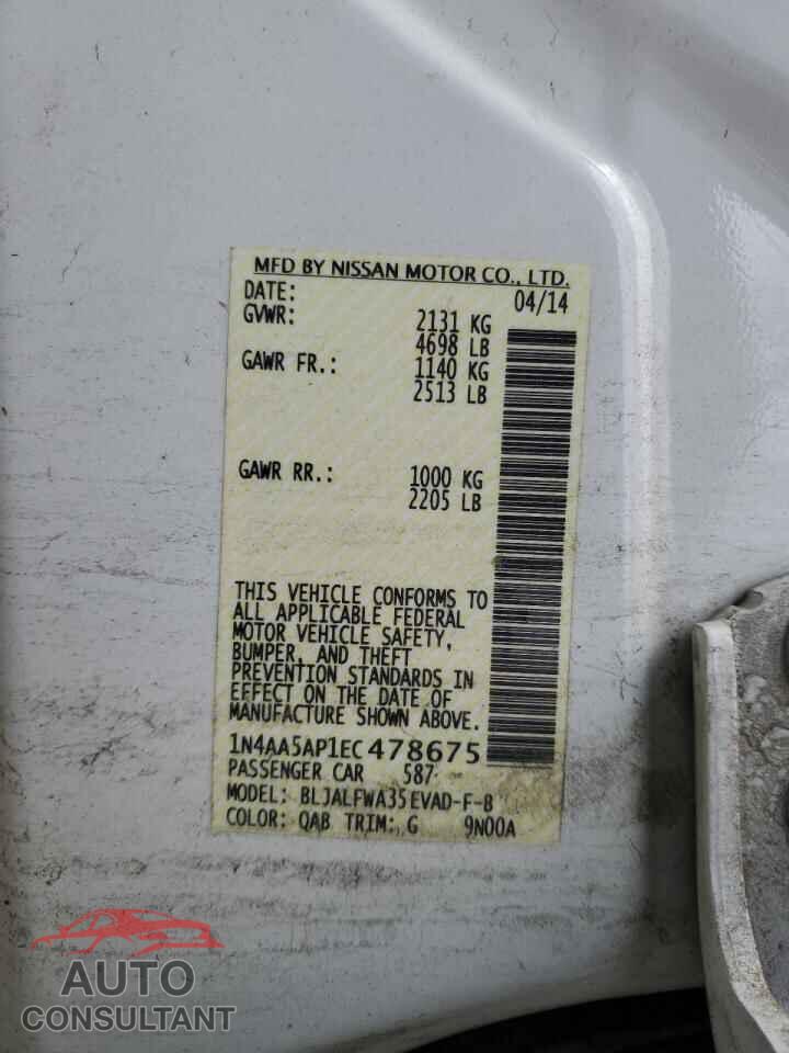 NISSAN MAXIMA 2014 - 1N4AA5AP1EC478675