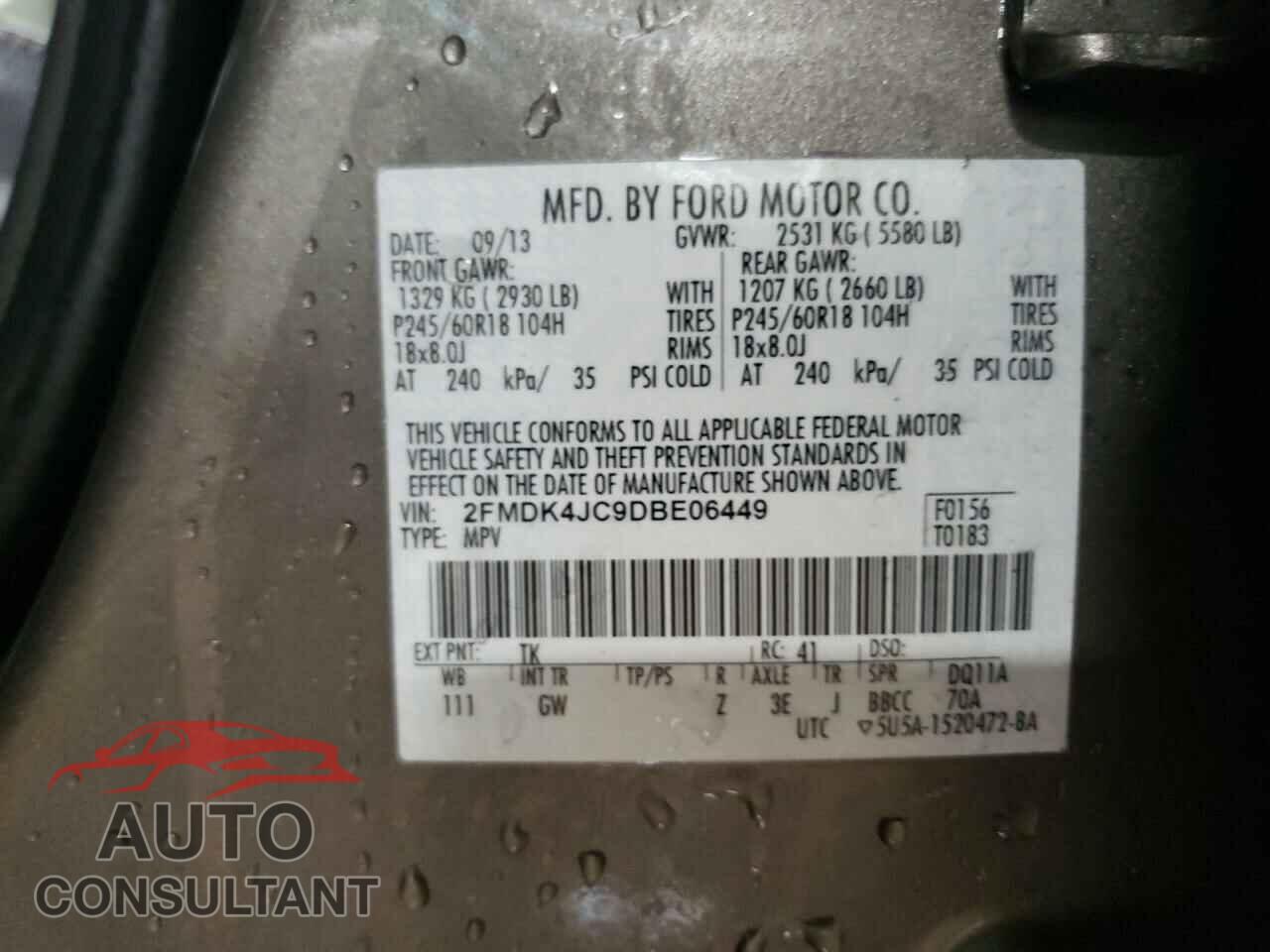 FORD EDGE 2013 - 2FMDK4JC9DBE06449