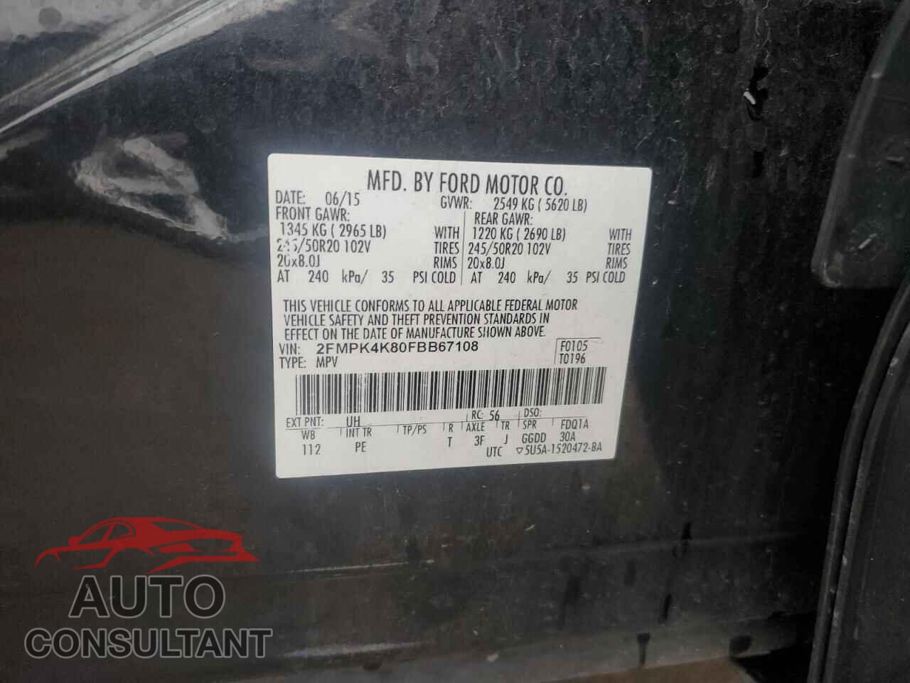 FORD EDGE 2015 - 2FMPK4K80FBB67108
