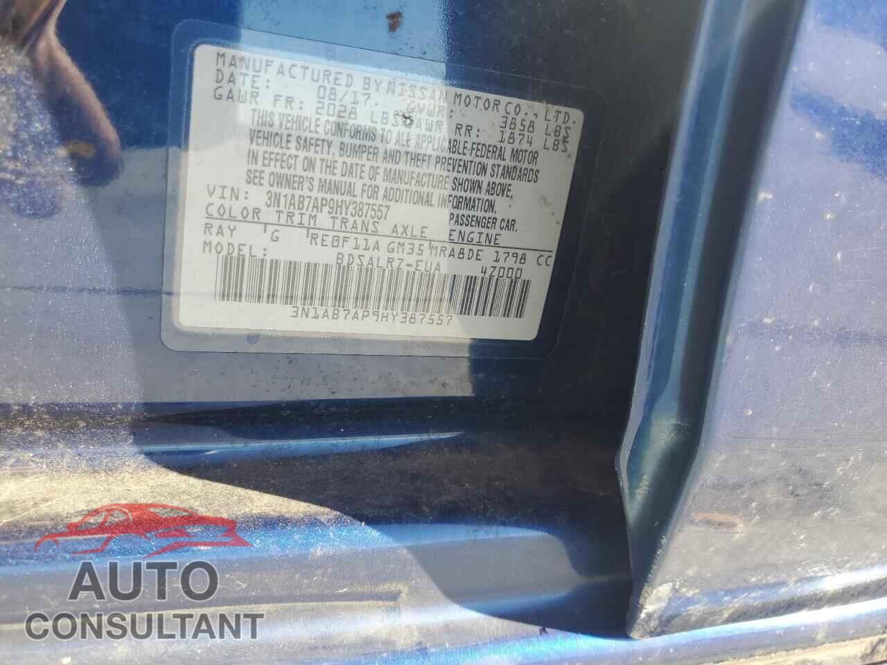 NISSAN SENTRA 2017 - 3N1AB7AP9HY387557