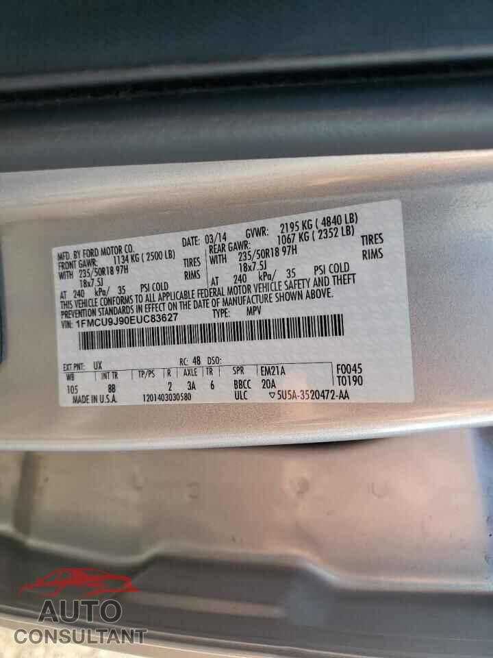 FORD ESCAPE 2014 - 1FMCU9J90EUC83627