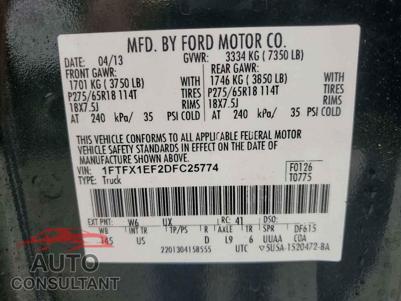 FORD F-150 2013 - 1FTFX1EF2DFC25774