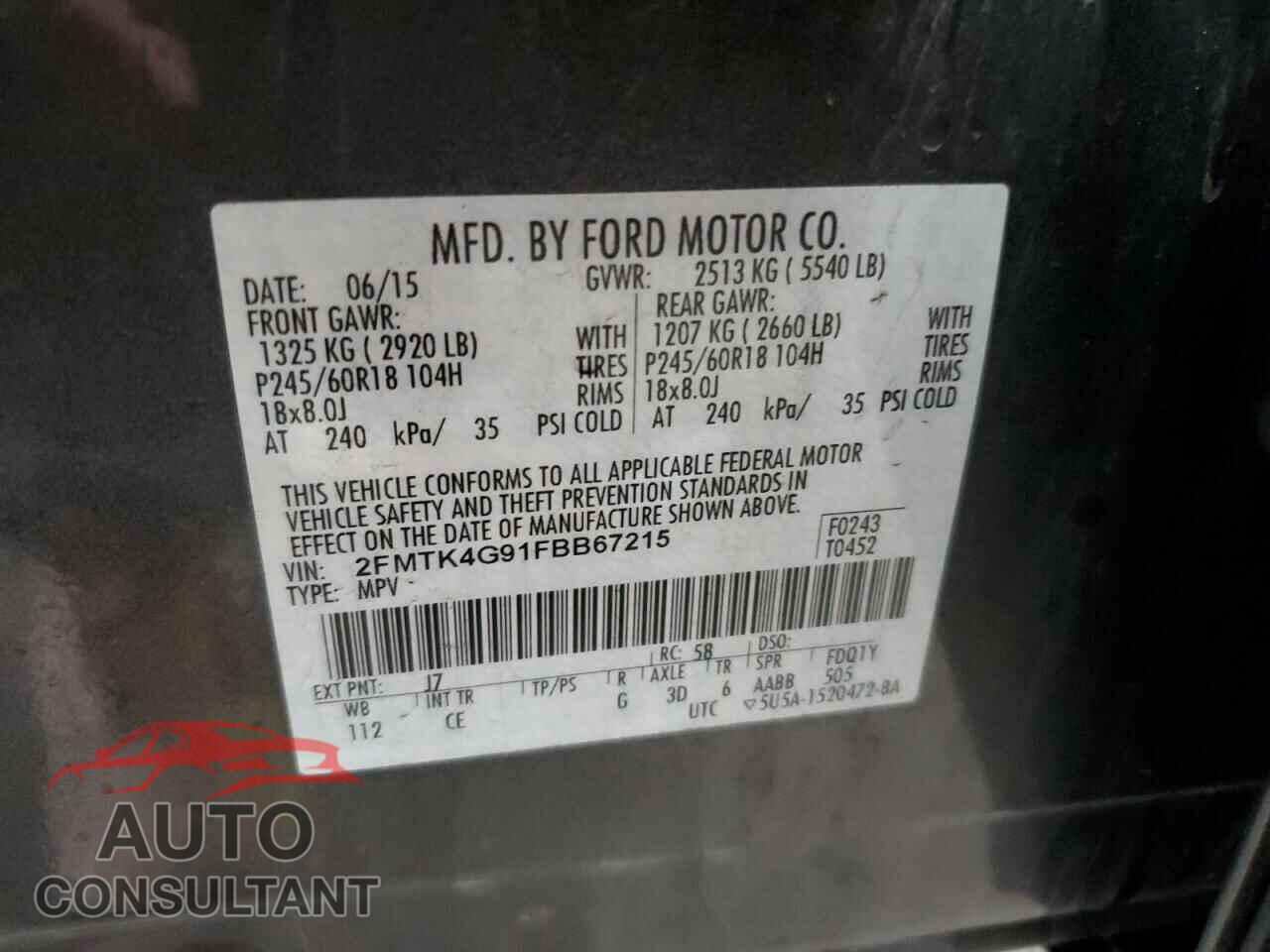 FORD EDGE 2015 - 2FMTK4G91FBB67215