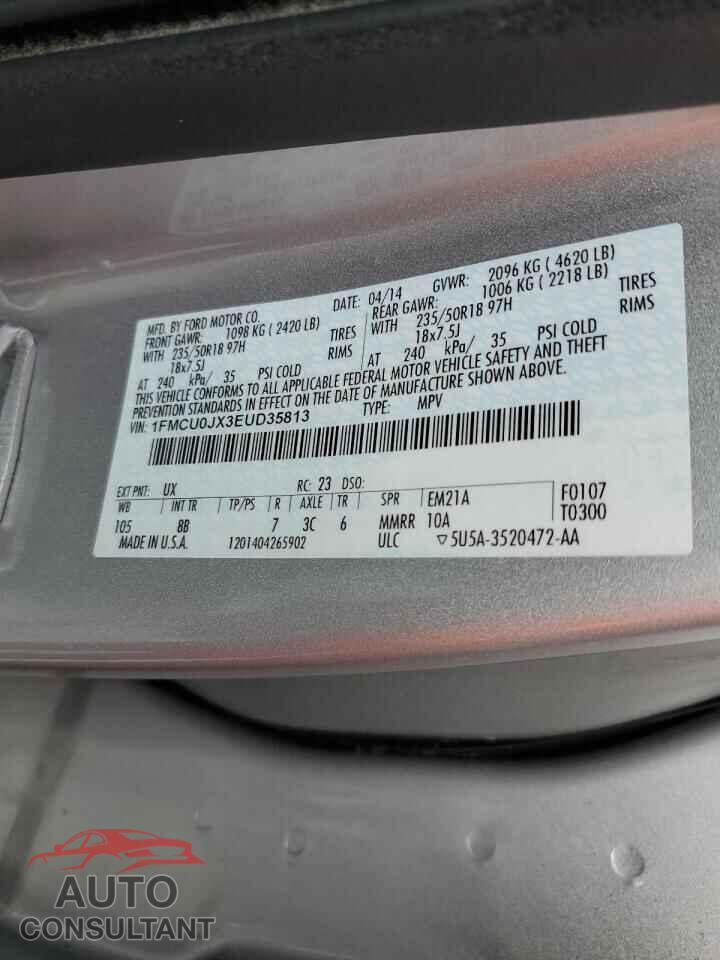 FORD ESCAPE 2014 - 1FMCU0JX3EUD35813