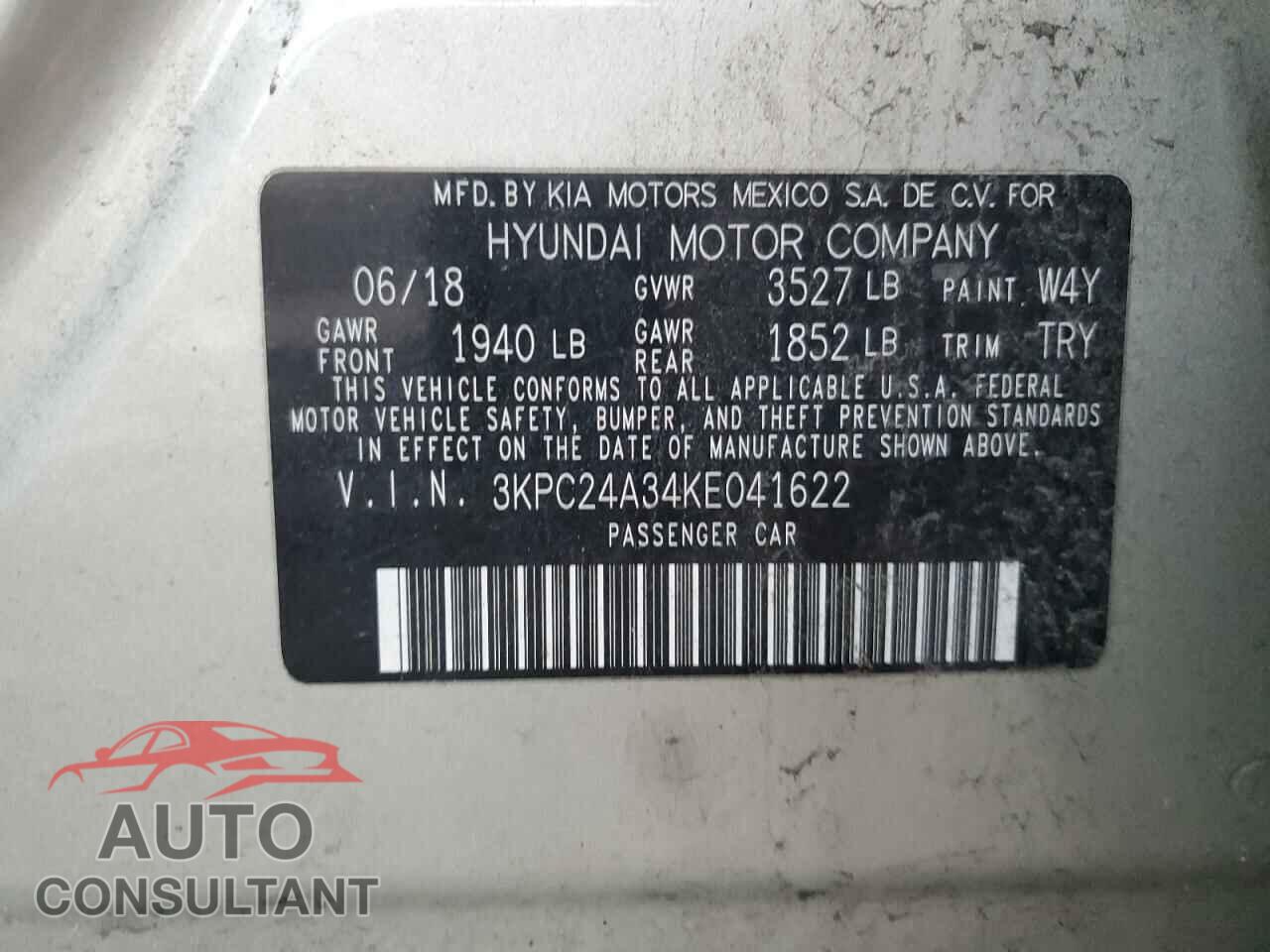 HYUNDAI ACCENT 2019 - 3KPC24A34KE041622