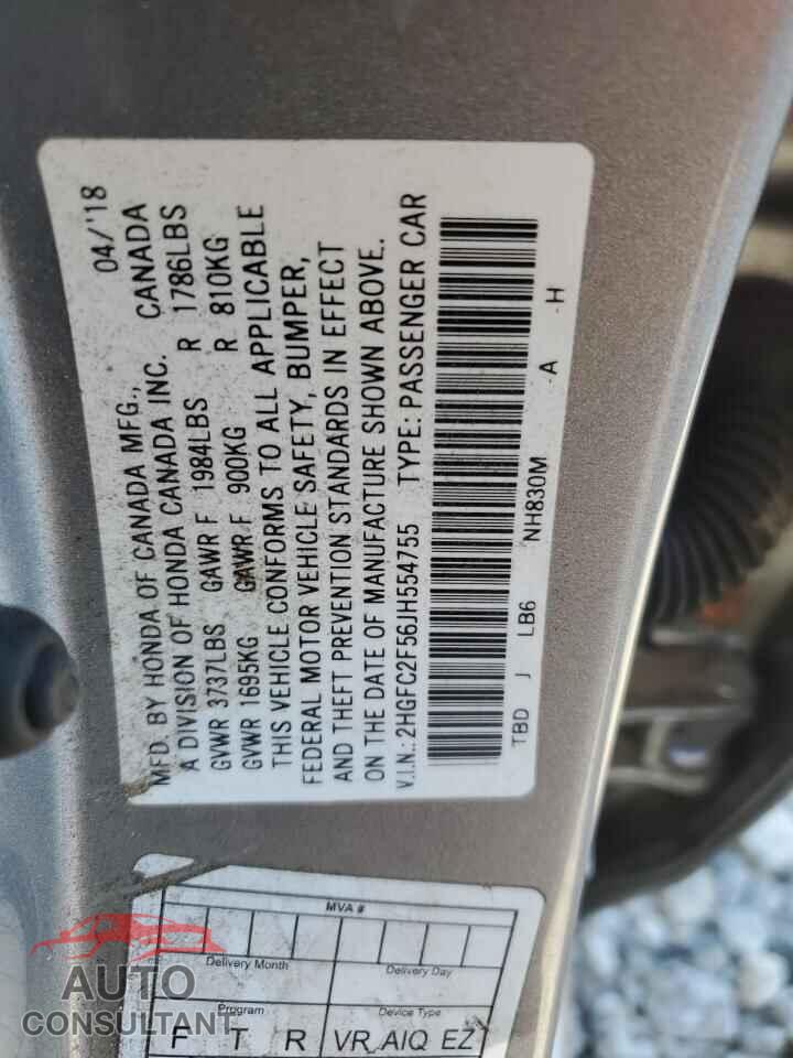 HONDA CIVIC 2018 - 2HGFC2F56JH554755
