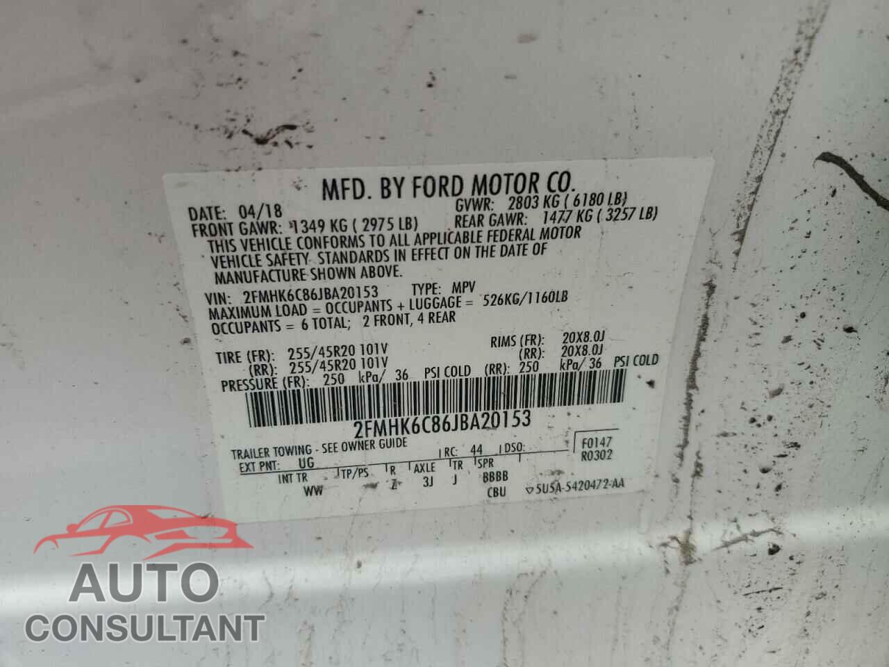 FORD FLEX 2018 - 2FMHK6C86JBA20153
