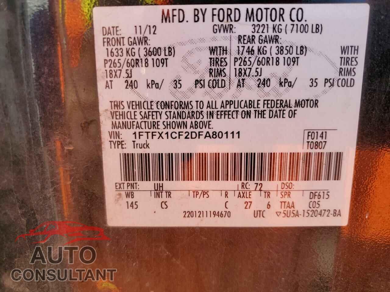 FORD F-150 2013 - 1FTFX1CF2DFA80111