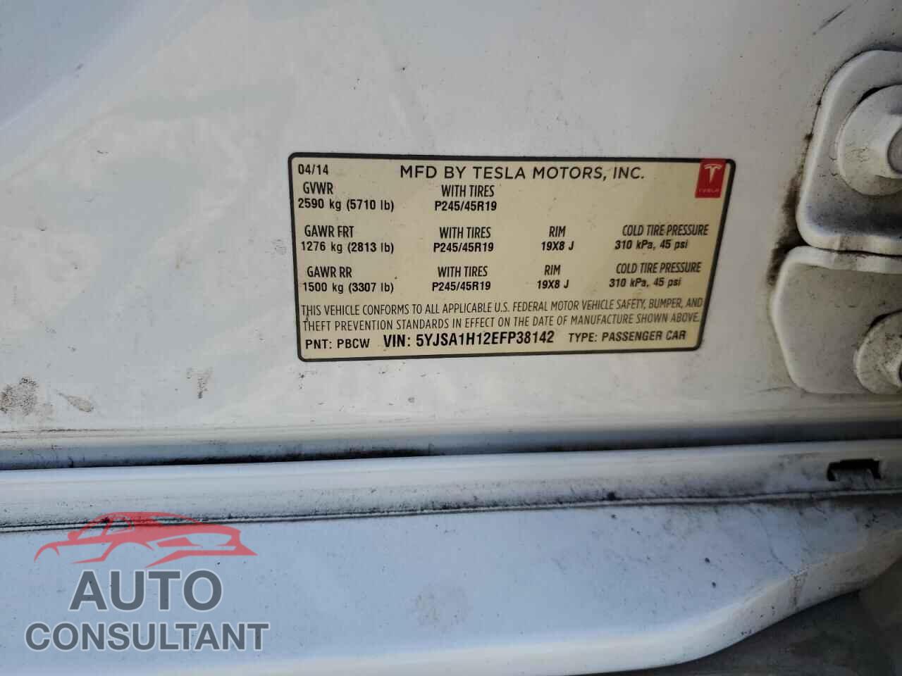TESLA MODEL S 2014 - 5YJSA1H12EFP38142