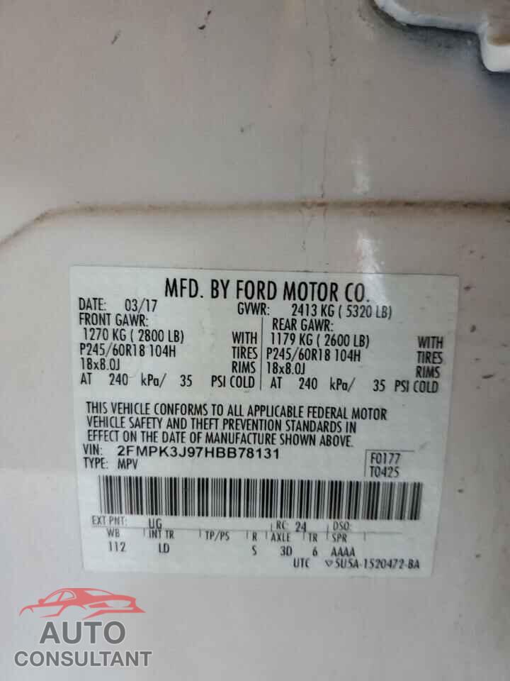 FORD EDGE 2017 - 2FMPK3J97HBB78131