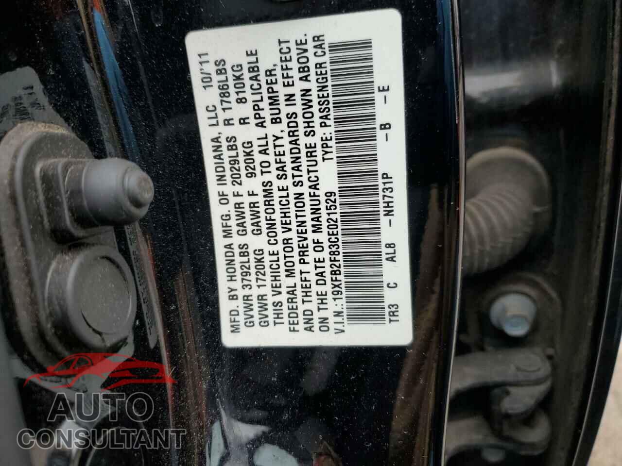 HONDA CIVIC 2012 - 19XFB2F83CE021529