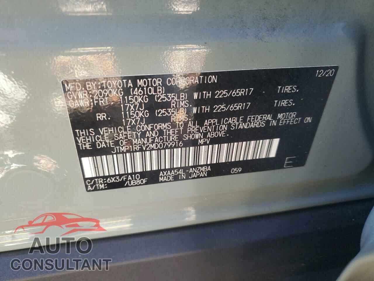 TOYOTA RAV4 2021 - JTMP1RFV2MD079916