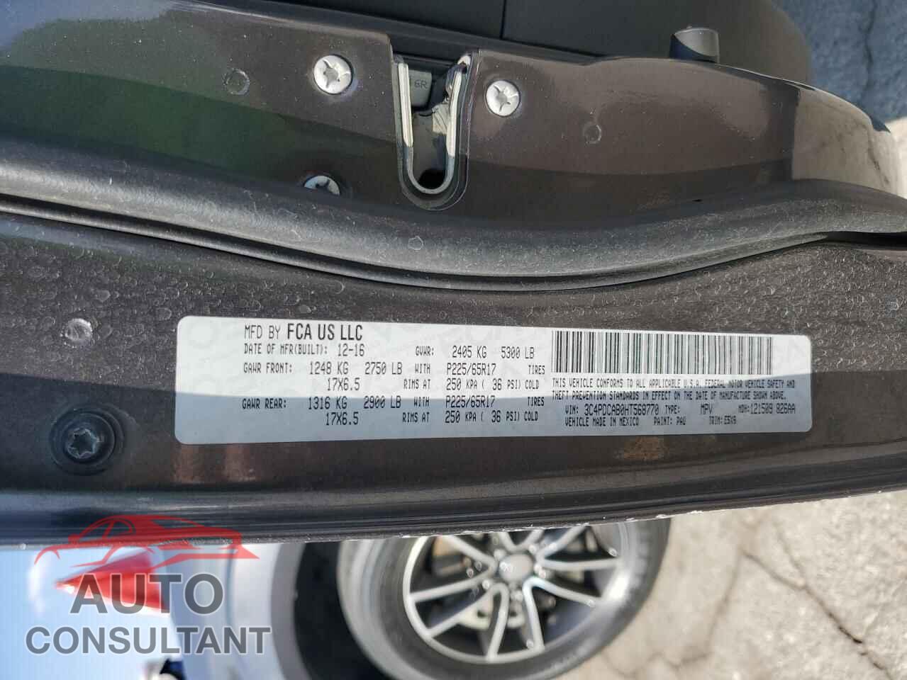 DODGE JOURNEY 2017 - 3C4PDCAB0HT568770