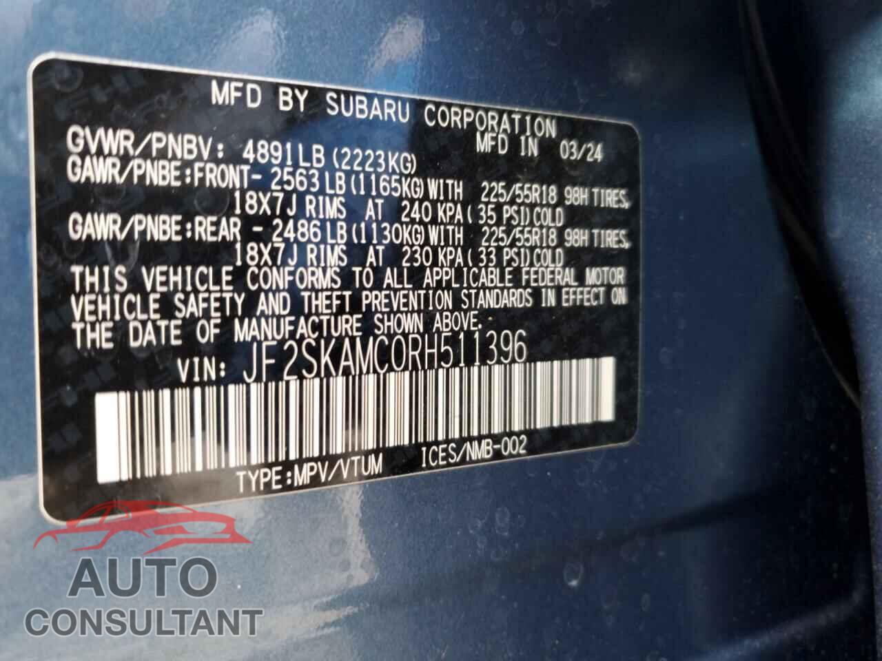SUBARU FORESTER 2024 - JF2SKAMC0RH511396