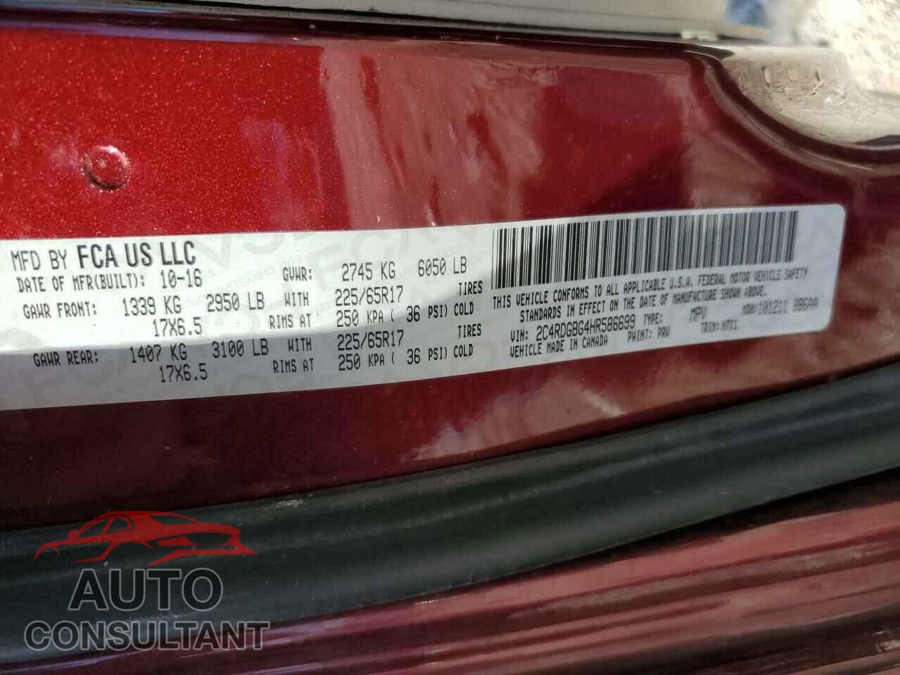DODGE CARAVAN 2017 - 2C4RDGBG4HR586699