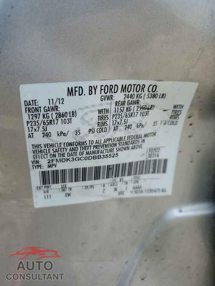 FORD EDGE 2013 - 2FMDK3GC0DBB35525